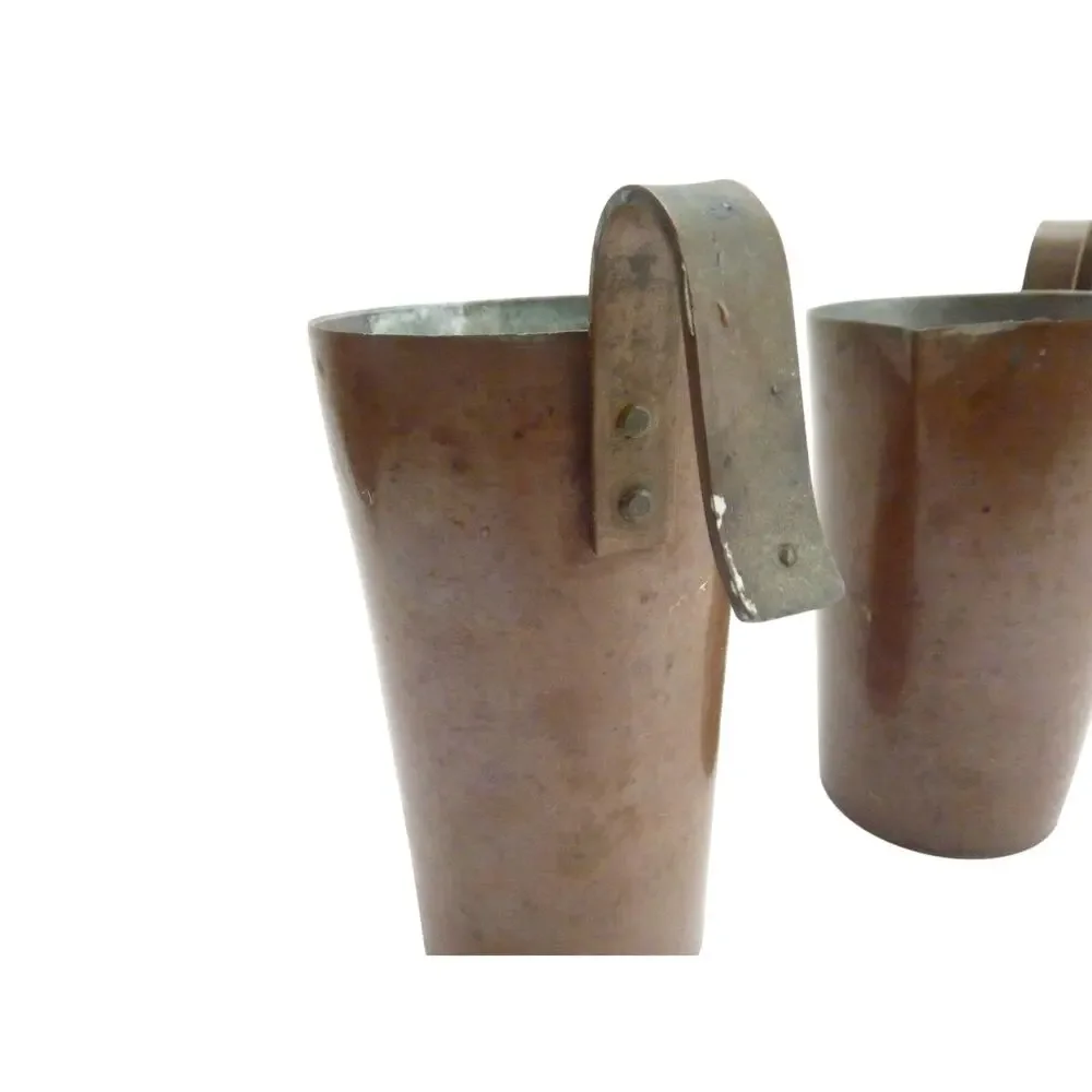 Vintage Copper Small Pitcher Off Rack Holders Flower Pot Vase with Hook Handle